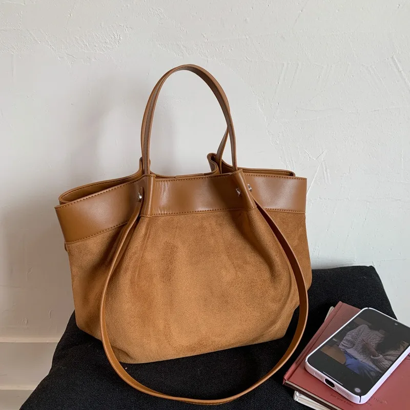 Fashion Design Elegant Women Bags Faux Suede Top-Handle Handbag Large Capacity Shoulder Tote Bag for Women Bolsos De Mujer