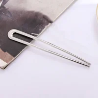 15cm U-Shaped Hair Fork Elegant Golden Silver-color Alloy Long Thick Hair French Hairpin Stick Women Girls Hair Accessories 4