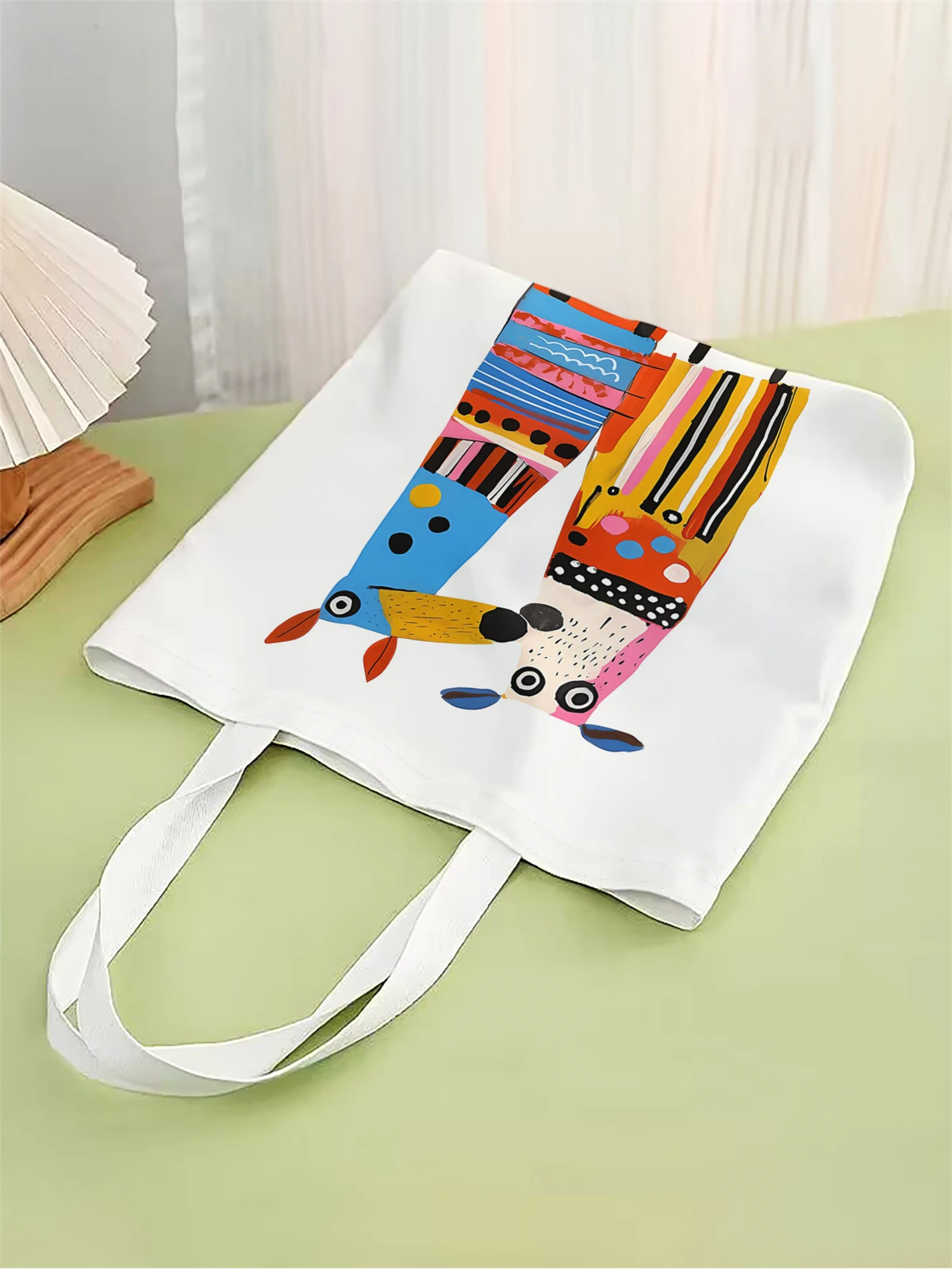 1pc,cartoon image handbag, reusable fashionable handbag, multifunctional handbag, printed canvas shopping bag