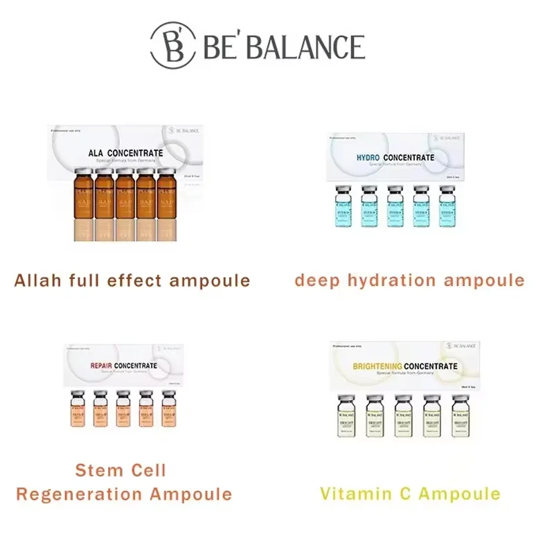 5 vials 10ml Hyaluronic Acial Serum Essence Kit BRIGHTENING/ALA/HYDRA/REPAIR Face Serum Vitamin C Cosmetics Beauty Moisturizing