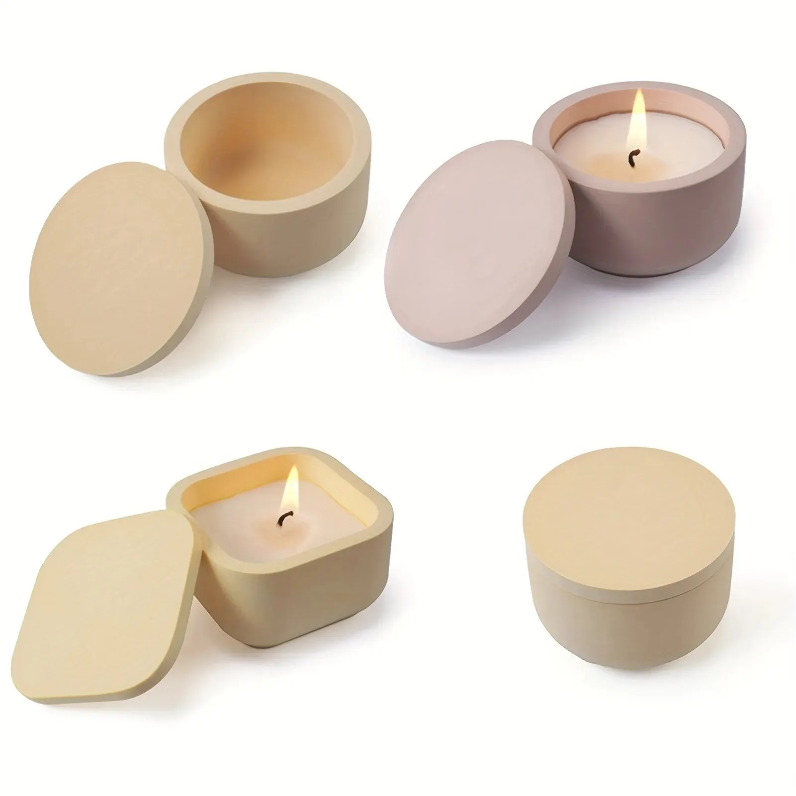 DIY Candle Jar Silicone Mold with Lid Aroma Wax Jar Making Mold for Resin Concrete Gypsum for Home Crafts 1set silicone mold