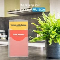 Acrylic Vertical Stationery Shelf Transparent PET Desktop File Storage Box Organizer Brochure Holder Acrylic Pamphlet Display 2