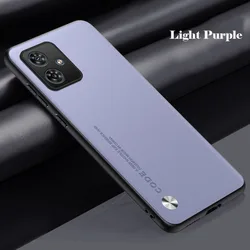 EUCAGR Luxury Leather Shockproof Soft Back Phone Case - Premium Plain Skin Design for MOTO G54 (Light purple)