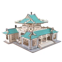 Peking Wuhan University Library 3D Wooden Puzzle World Famous College MIT Building Model Jigsaw Toy For Children Tsinghua Campus 1