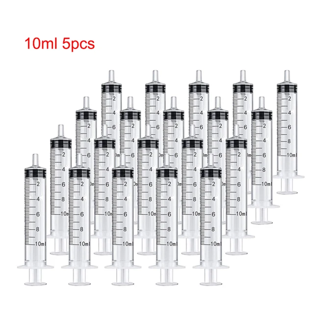 1/5/10pcs Plastic Luer Lock Syringes Hydroponic Measure Perfume Rinse Disposable Sampler Injector For Feed Small Cat Dog Tree Normal 10ml 5pcs
