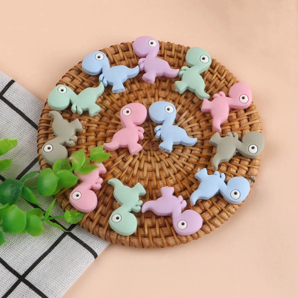 

10Pcs Mini Dinosaur Silicone Beads Rodent Teether For Teeth Baby Care Products DIY Pacifier Chain Babies Accessories Newborn