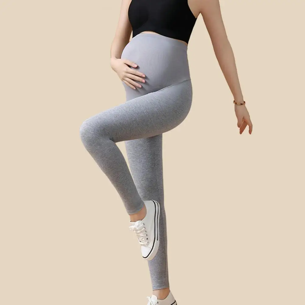 Stretchy Pregnancy Yoga Pants Stylish Leggings High Waist Skinny Pants for Pregnant Women with Belly Support Comfortable Knitted