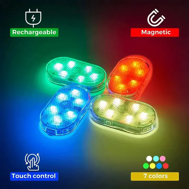 2/4Pcs Car LED Lights Touch Sensing Exterior Interior With 6 Bright LED Lamp Beads Portable led lamp bulb led lamp bulb base