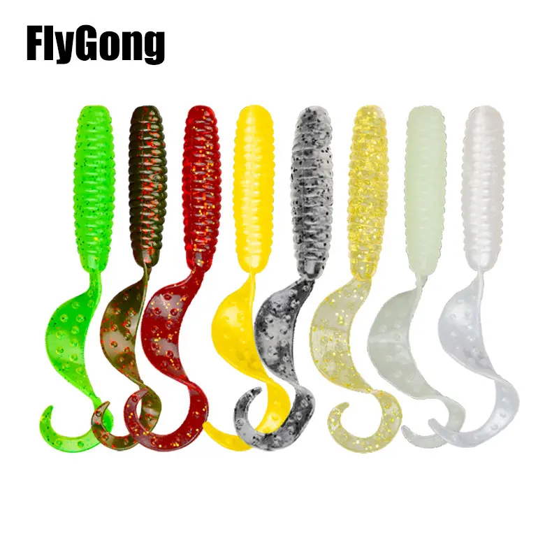 50pcs Twister Tail Lure 6.5cm Silicone Bait Soft Lure Curly Worm Soft  Artificial Baits Single Circle Tail Single Tail Swimbait