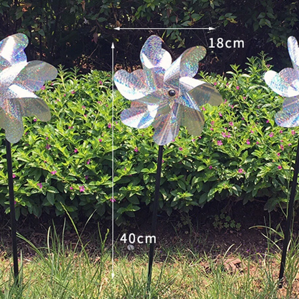 Bird Repellent Windmill Reflective Sparkly Bird Sparkly Pinwheel Exquisite Art Crafts Eco-friendly Non-toxic for Outdoor Garden
