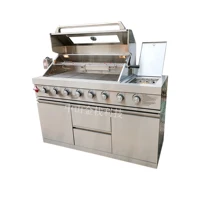 Armoire de cuisine extérieure moderne coréenne en acier inoxydable, nouveau jardin complet BBQ gaz Propane îlot en carbone 5