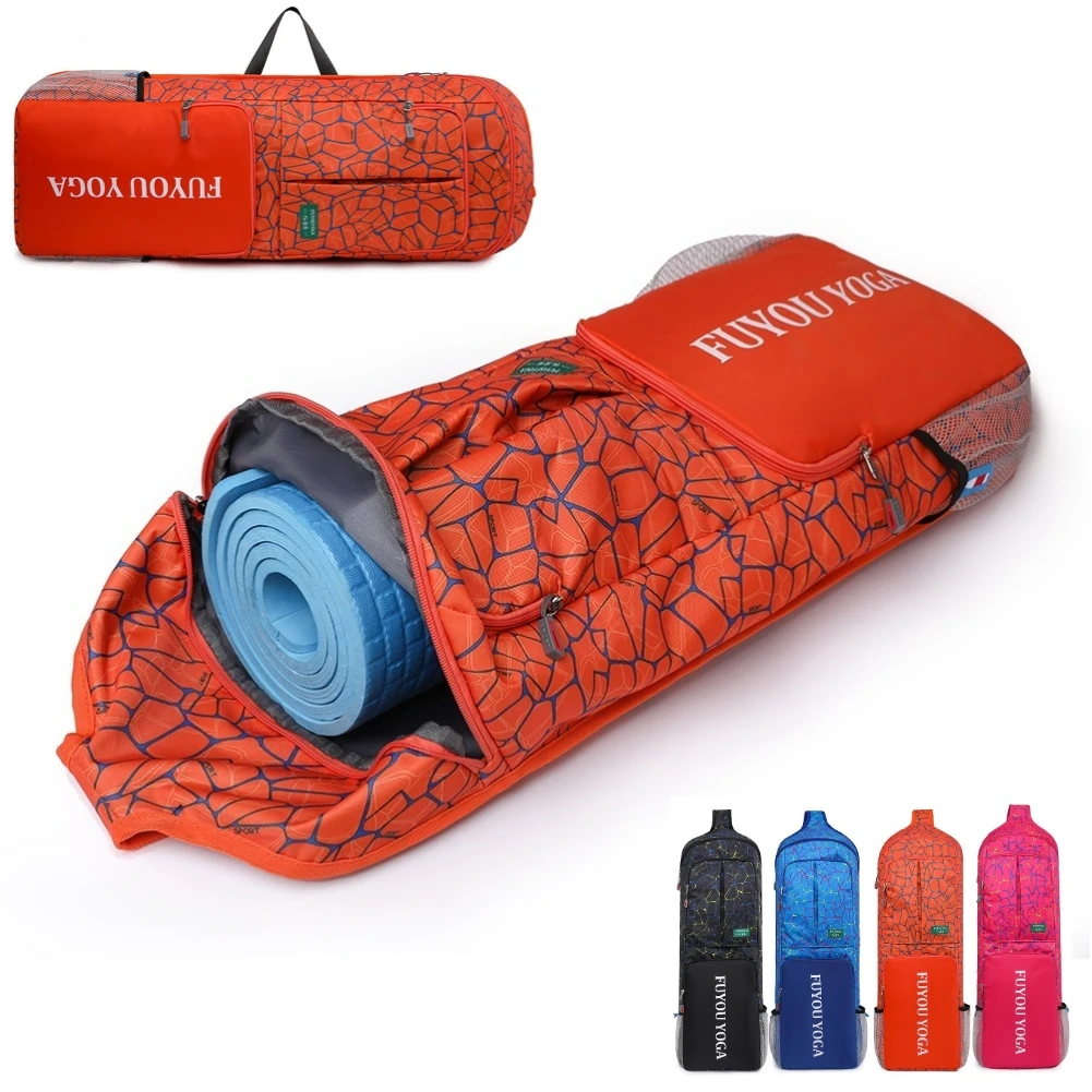 Yoga Exercise Bag Waterproof Yoga Pilates Cushion Bag with Zipper  Pocket/Mesh Pocket/Handle for Yoga Pilates/Workout/Dancing/Gym