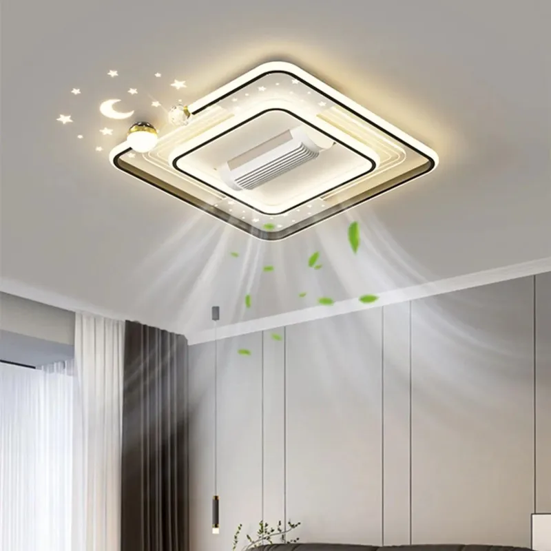 Living Room Bedroom Vaneless Fan Ceiling Light Remote Control Bladeless LED Ceiling Fan Light