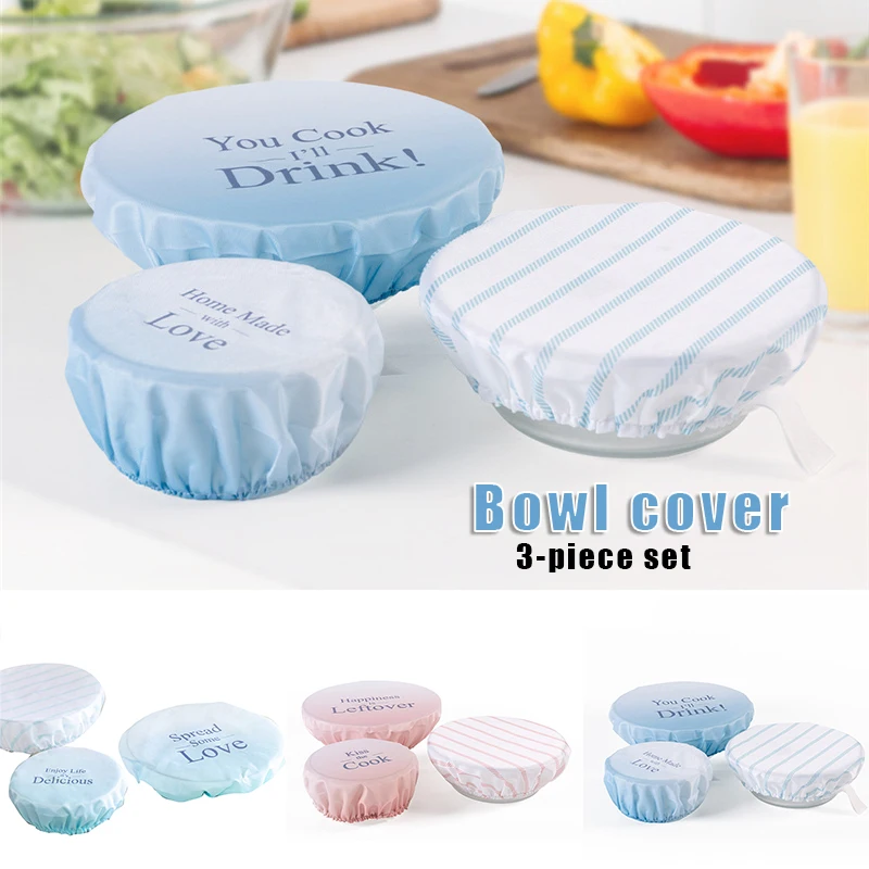 Oxford Cloth Printed Bowl Cover Reusable Elastic Food Bowls Protective Cover Multipurpose Kitchen Container