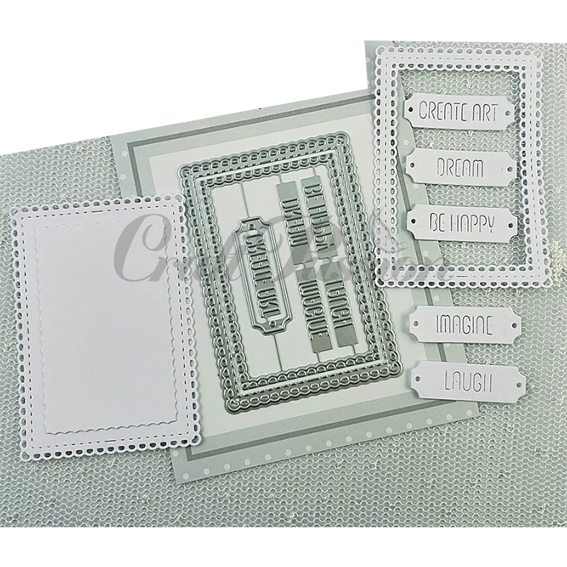 Fustella Metallica Per Biglietti - Cornice In Pizzo - 12x9 Cm - Per Scrapbooking E Cartoncino Fai Da Te - 6