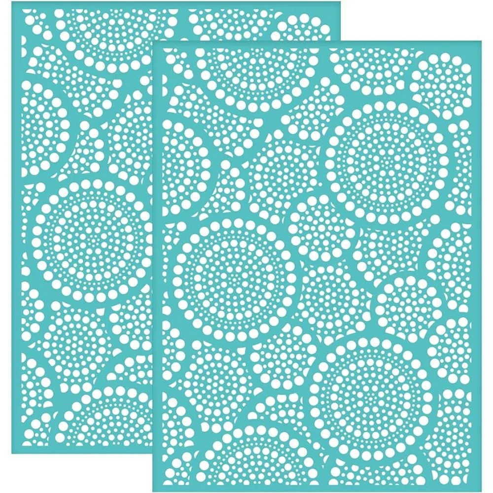 

2pcs Silk Screen Printing Stencils Abstract Circles Pattern Self Adhesive Mesh Transfers Stencil Reusable Round Silkscreen