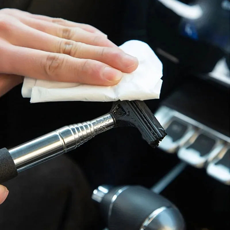 Car Window Cleaning Brush Rearview Mirror Wiper Cleaning Tool Auto Glass Mist Cleaner Scraper Car Accessories Handle Telescopic