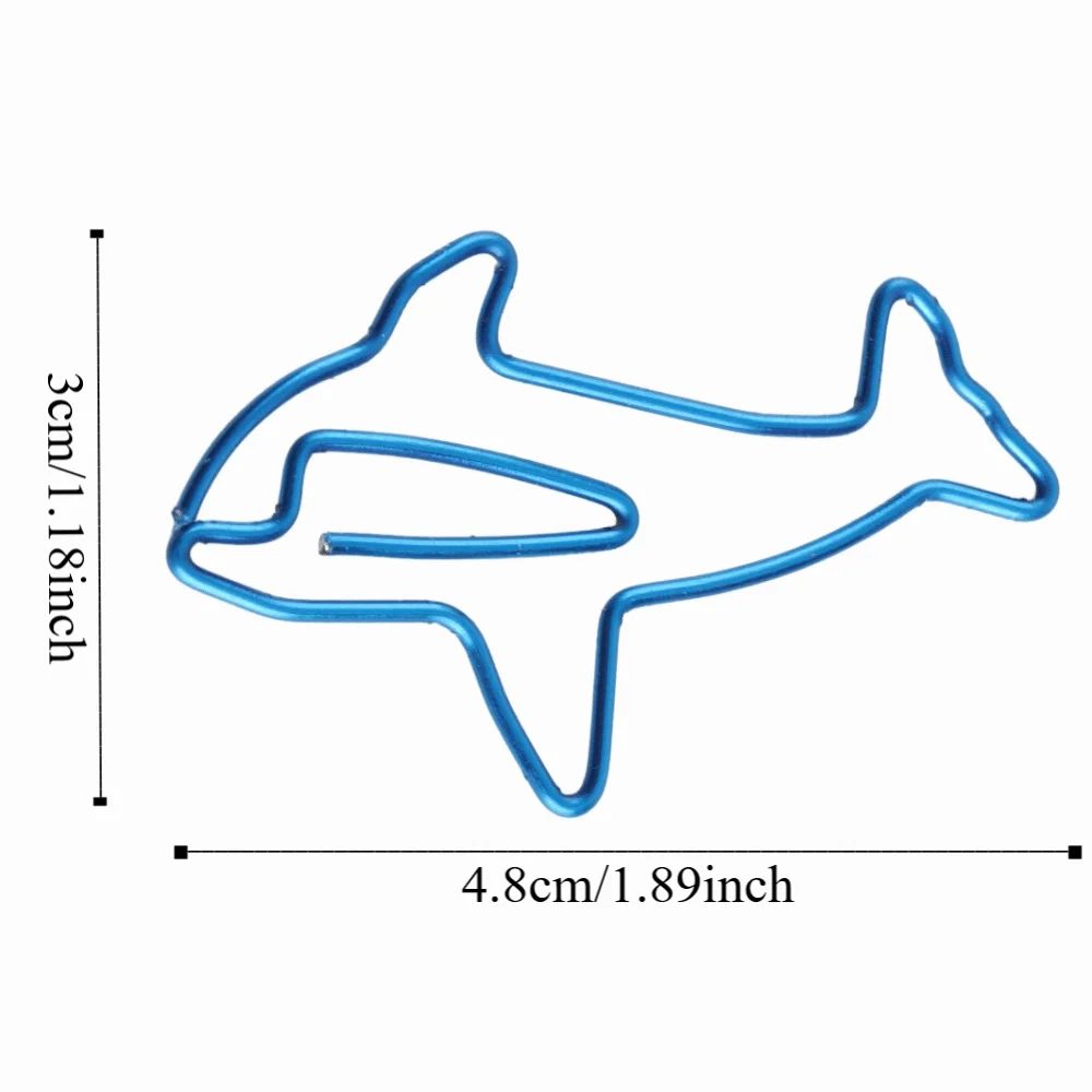 100Pcs 장 돌고래 모양 종이 클립 블루 귀여운 디자인 귀여운 종이 클립 휴대용 4.8*3cm 작은 종이 클립 책 마킹