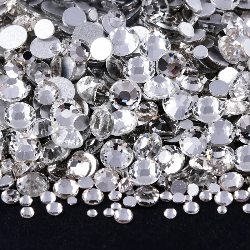 혼합 크기 14400pcs 도매 반짝이 비 핫 수정 라인 석 Strass стразы DIY 손톱 크리스탈 다이아몬드 손톱 매력 드레스