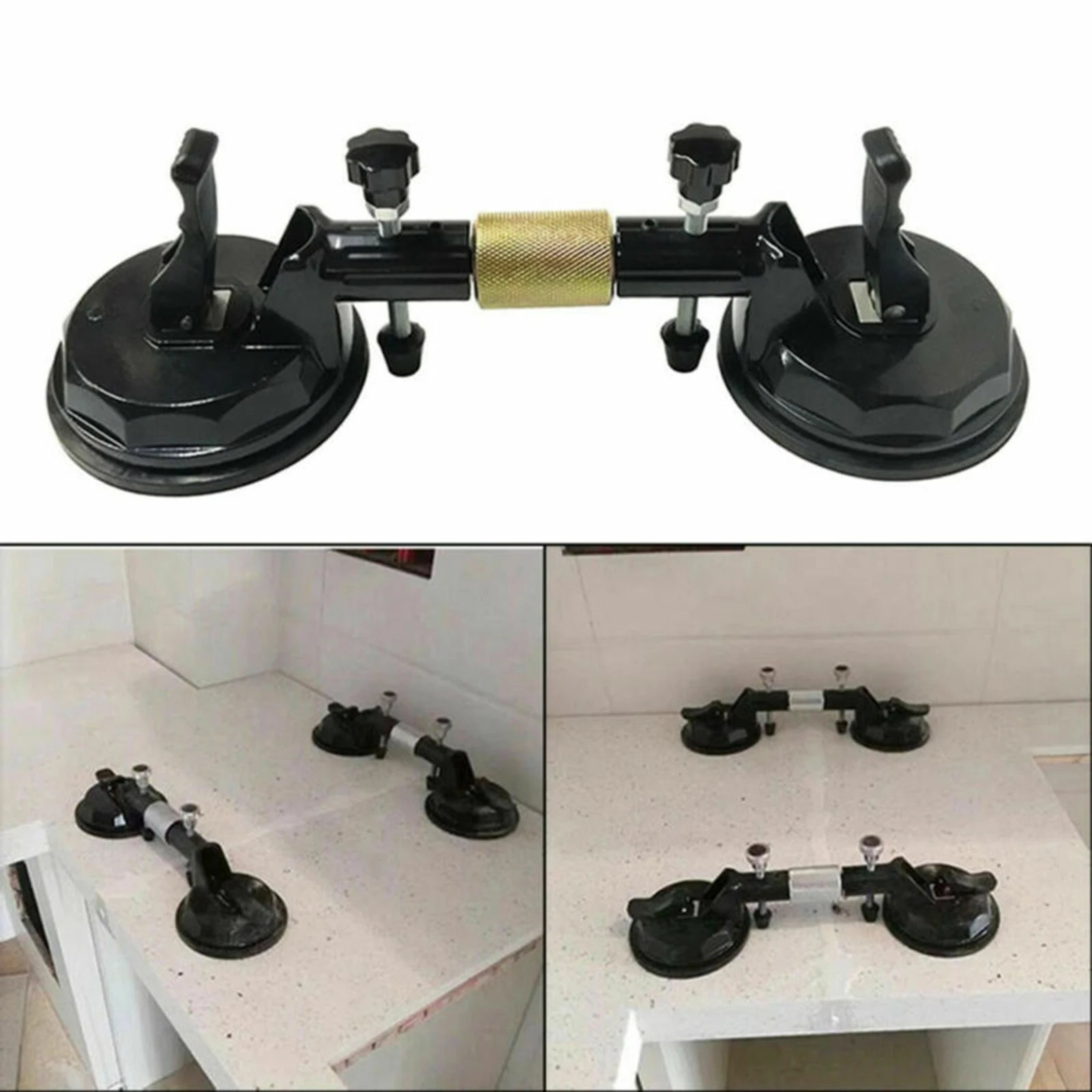 Adjustable Suction Cup Stone Seam Setter Dual Hand Cup With Ratchet Designed To Pull Two Flat Surfaces Or Seams Together suction cup stone setter