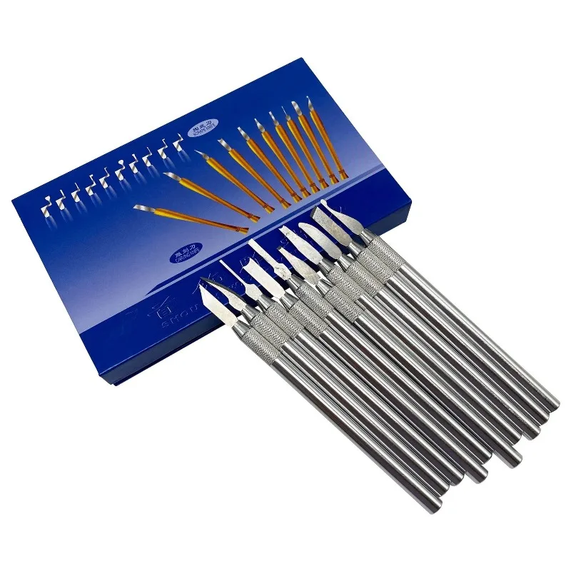 보석 세라믹 및 폴리머 클레이 조각을 위한 다양한 블레이드가 포함된 10PCS..