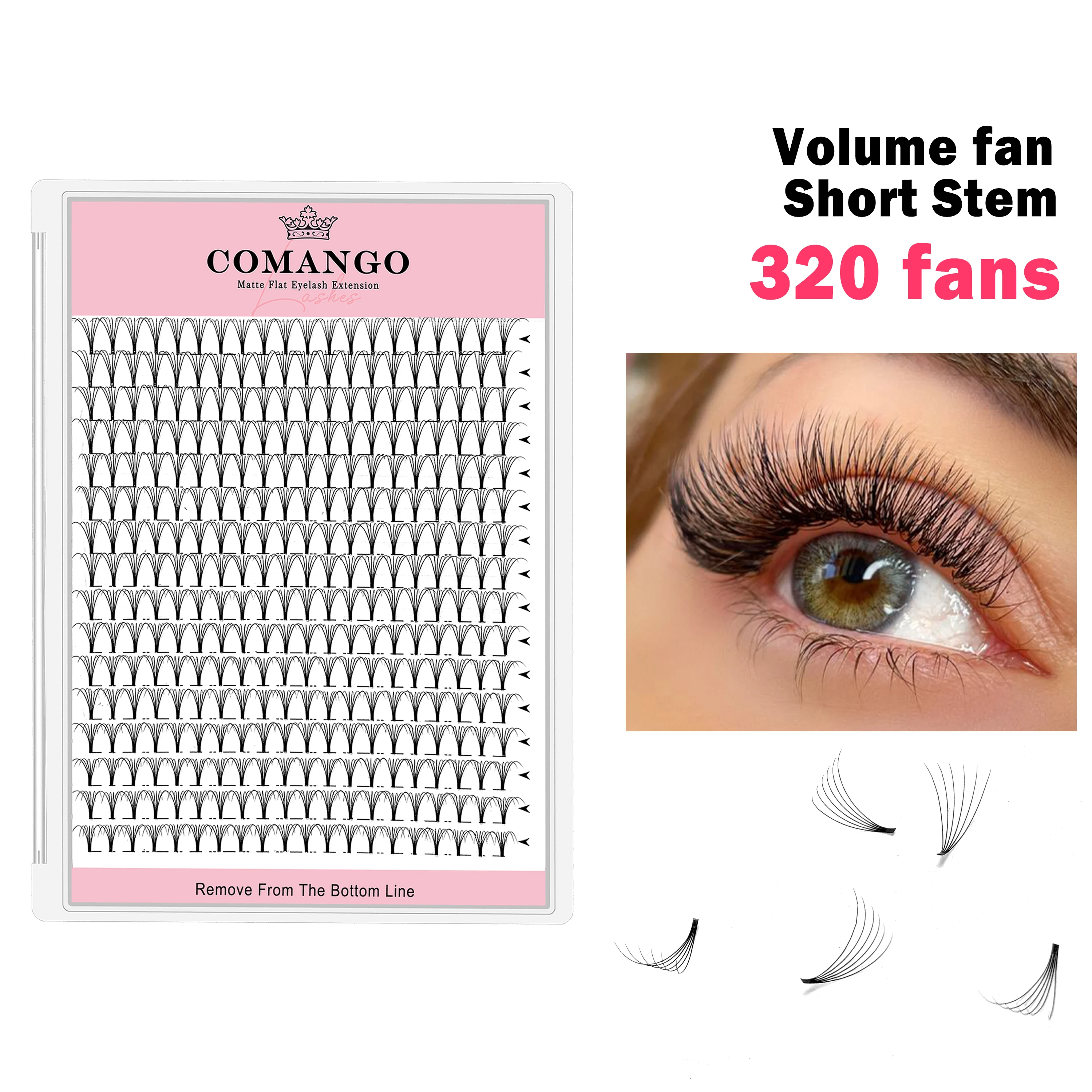 

320pcs Large Capacity Premade Fans Eyelash Extension Mixed Tray 3-10D Handmade Pre-made Short Stem Russian Volume Fan Lashes