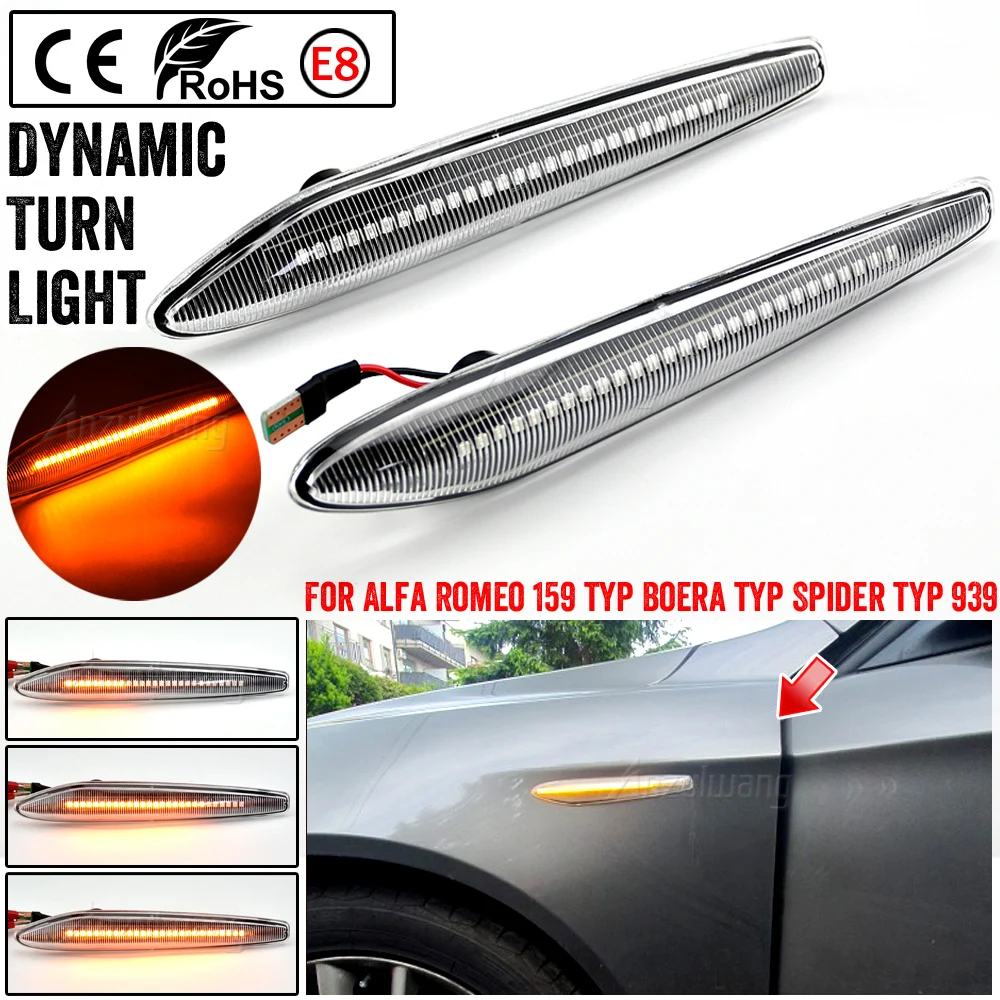 

For Alfa Romeo 159 Sportwagon Boera Spider 939 LED Sequential Lamp Dynamic Blinker Indicator Side Marker Turn Signal Light