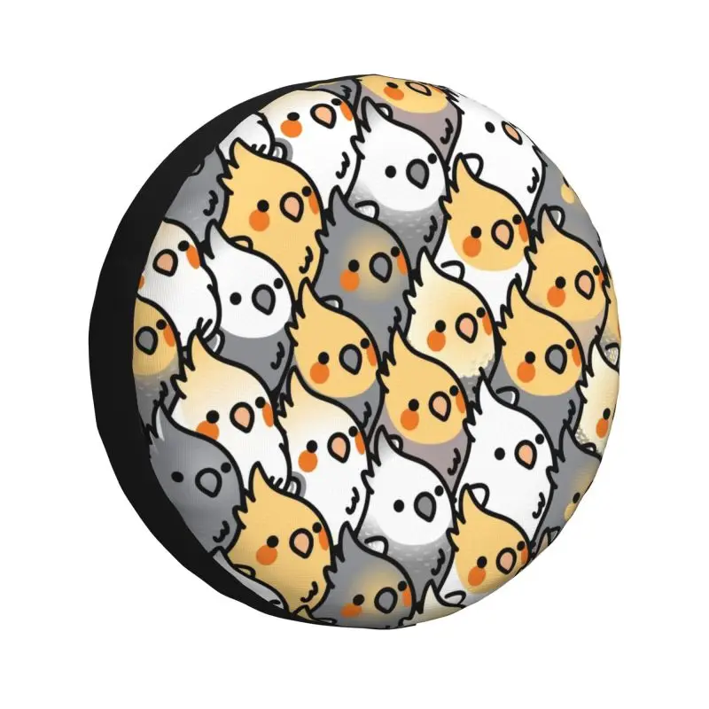 

Chubby Cockatiel Party Spare Wheel Cover for Jeep Pajero 4x4 Trailer Custom Cute Parrot Birds Tire Protector 14" 15" 16" Inch