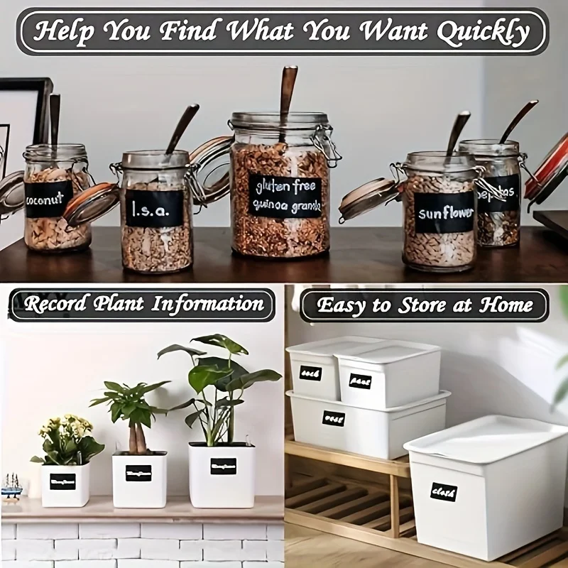 Reusable and Waterproof Black Chalkboard Labels Stickers White Chalk Marker Storage Bins Glass Jars and Cups