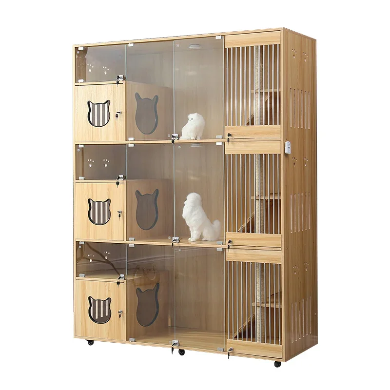 

Большая семейная вилла для кошек из массива дерева, шкаф для кошек, домашний роскошный дом для разведения кошек