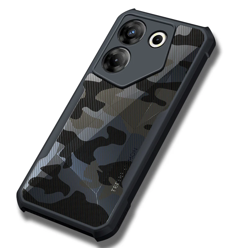 

Jzon For Tecno Camon 20 Pro 5G Casing Camouflage Style Transparent Back Cover Shockproof Protective Clear Cases