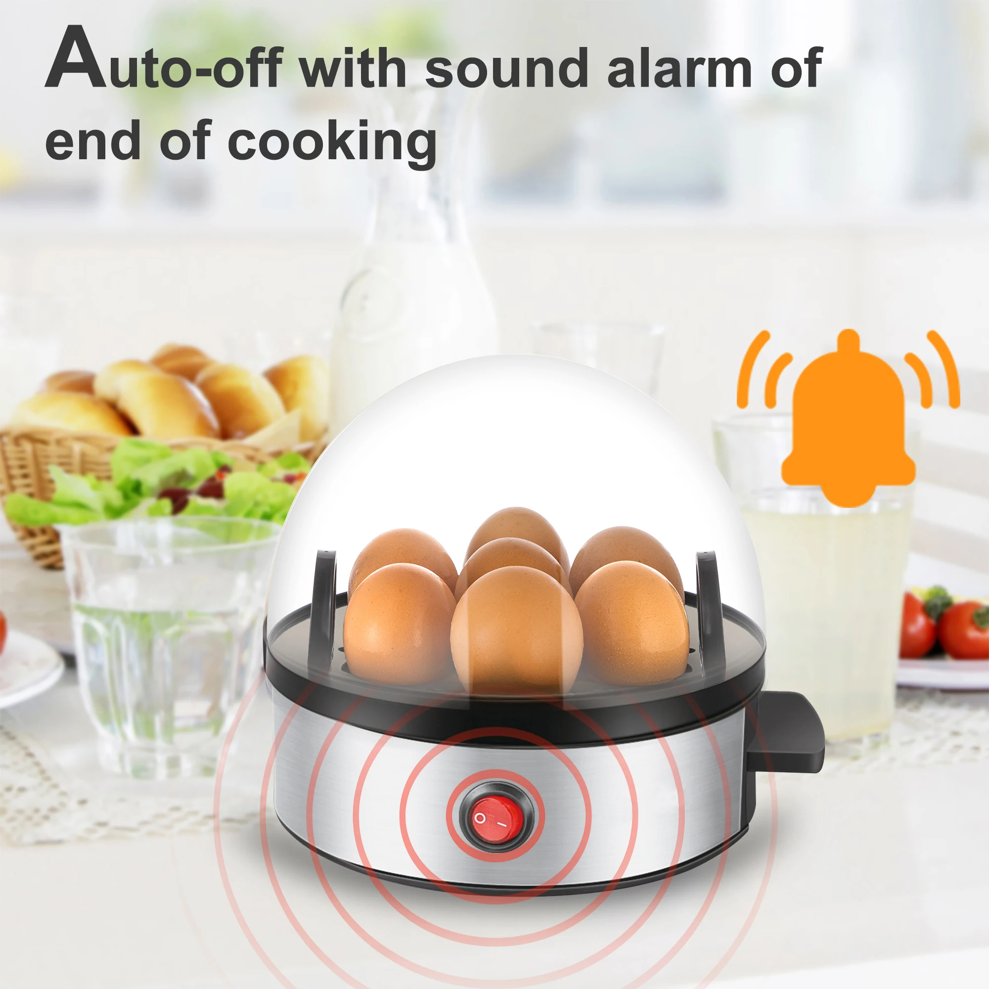 350W Electric Egg Boiler 7 Eggs Steamer Multifunctional Cooker with Auto Shut Off for Omelet Soft Medium and Hard Boiled Eggs 1
