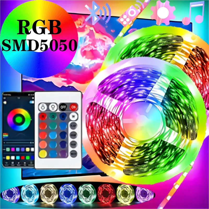 

RGB LED Strip Lights 5050 IR Remote Bluetooth APP Control USB 1M 2M 3M 4M 5M 10M 15M 20M Festival Deco Backlight For Bedrooms