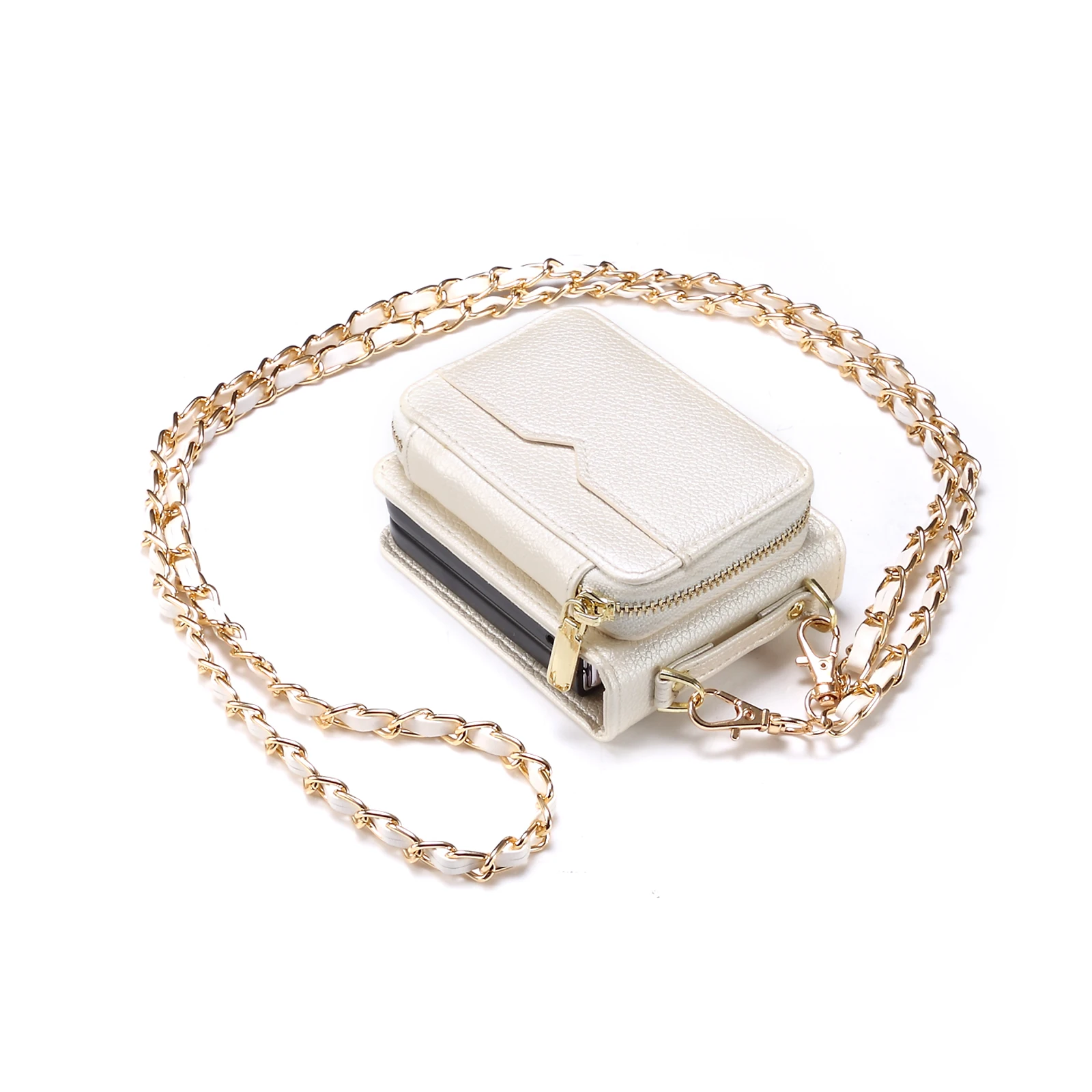 Elegant Leather Crossbody Bag: Luxury Shoulder Pouch with Necklace Strap and Wallet Card Holder