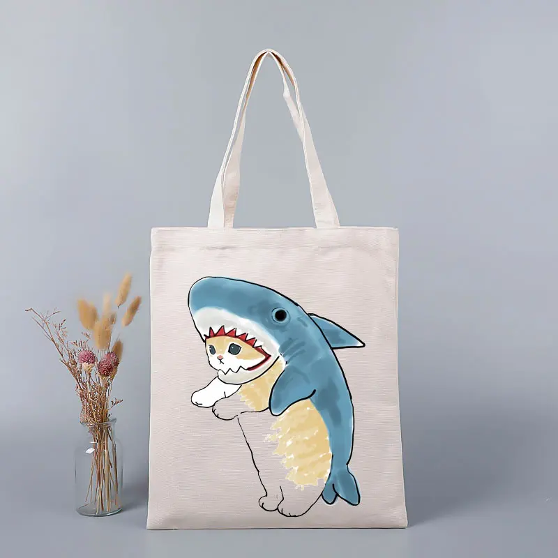 Cat Shark Women Shopper Shopping Bag Bolsa Compra Plegable Jute Bag Bolsa  Shopping Handbag Bag Tote Reusable Ecobag Cabas - AliExpress