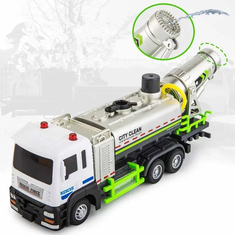 Alloy Sanitation Truck Model 1/50 Diecast Engineering Car City Anti-Smog Sound Light Spray Cleaning Vehicle Children Boys Car