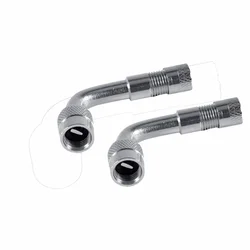 Motorcycle and Vehicle Tire Valve Extension Adapter - Copper and Silver 90-Degree Bent Angle (2pcs Silver-90)