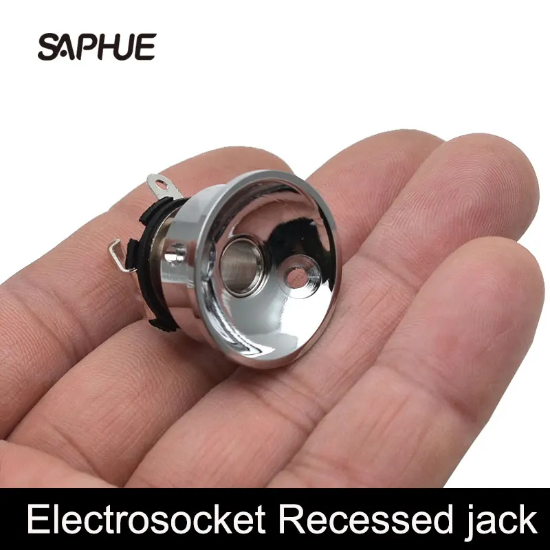Electric Guitar Chrome Socket Jack Plate Holder For 6.35mm Plug
