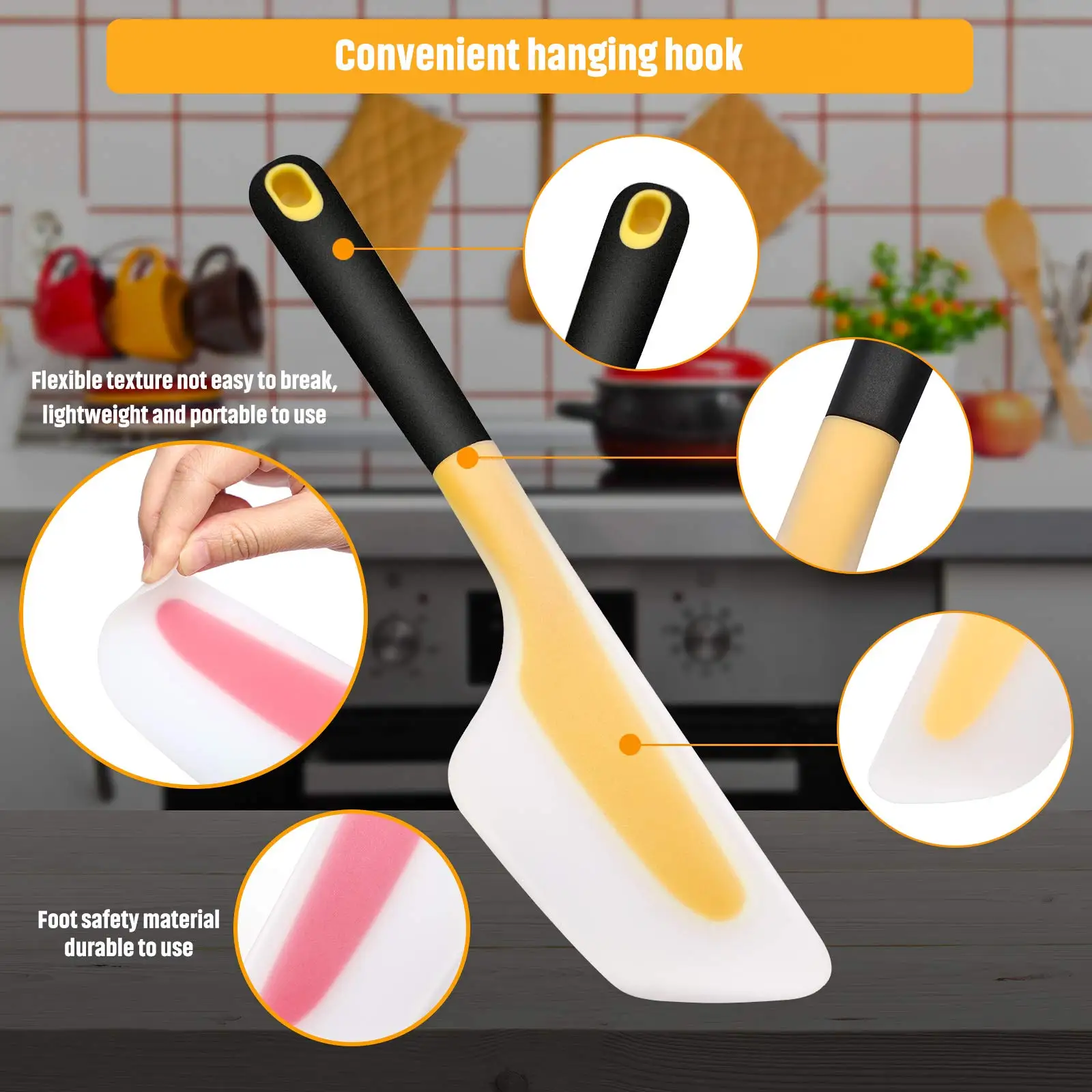 33cm Non Stick Omelette Spatula Turner Cake Cream Spatula Butter Scraper Flour Mixing Baking Tool Heat Resistant Pastry Scraper