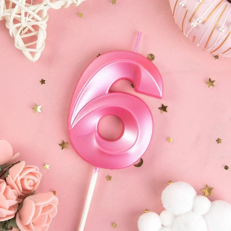 1 Stück 0-9 Nummer Digitale Kerzen Kuchendekorationen Romantische Blau Rosa Kerzen Topper für Kinder Alles Gute zum Geburtstag Babyparty Kreativ – Detail 5