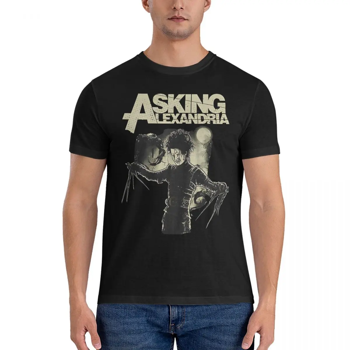

Novelty Scissor Guy T-Shirt for Men O Neck Cotton T Shirt Asking Alexandria Short Sleeve Tees New Arrival Clothes