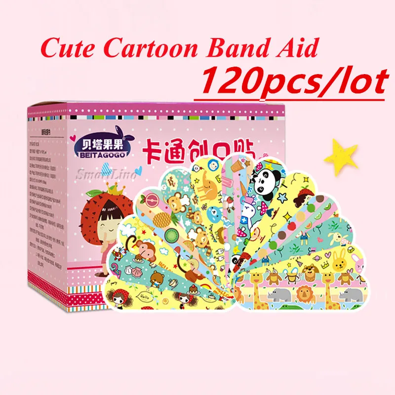 

120PCS Band Aid Cartoon Bandage Waterproof Wound Adhesive Bandages Cute Breathable First Aid Medical Treatment For Children