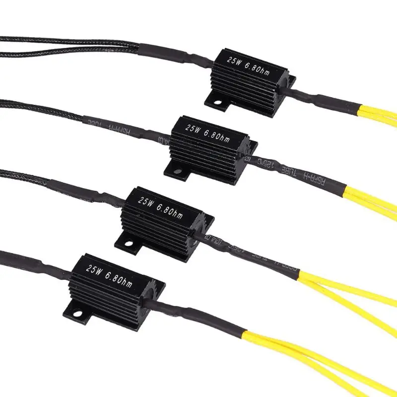 LED 부하 저항기 어댑터 25W 헤드라이트 안개등 깜박이는 하네스 디코더 2x