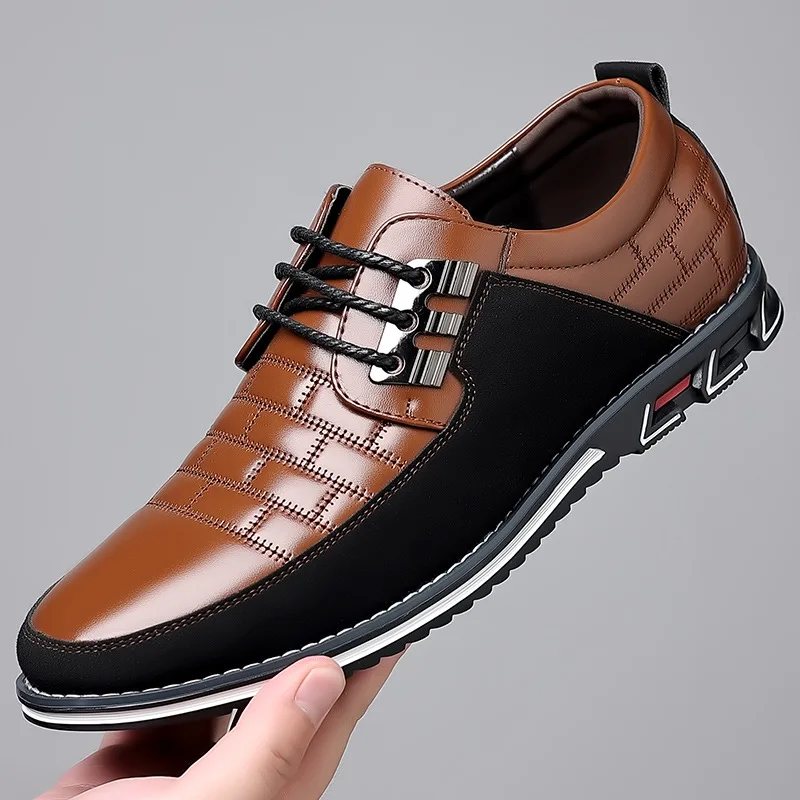 Brand Men's Casual Shoes Fashion Classic Men's Pu Leather Shoes Hot Sale Breathable Business Lace-Up Men Shoes Plus size 38-50 2