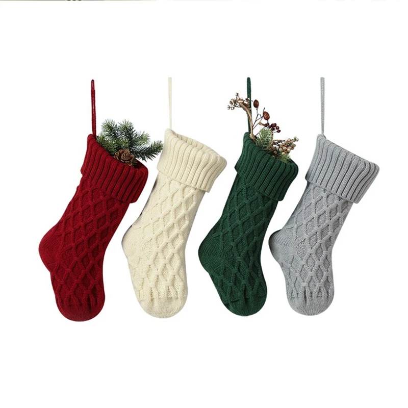 Christmas Stocking Sack Knitted Wool Candy Bag Gift For Home Xmas Tree Decor christmas gift bags,christmas stockings