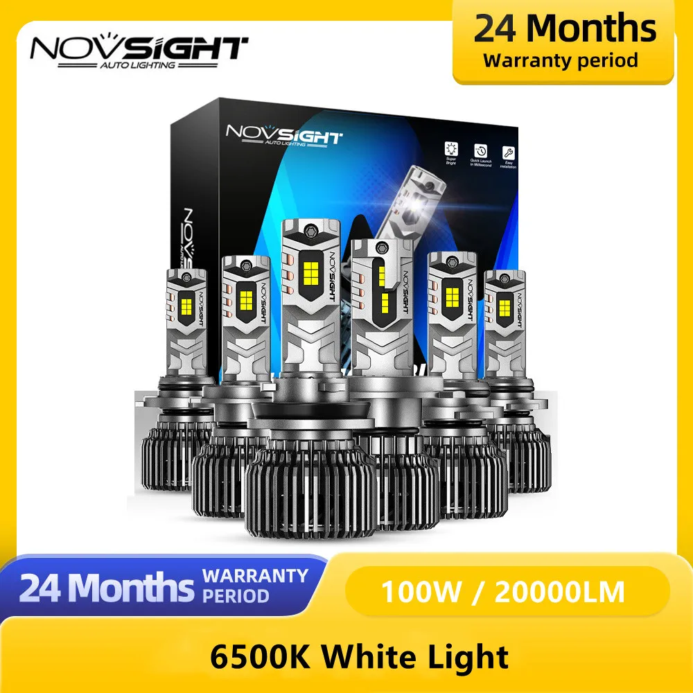 NOVSIGHT, лампы для передних фар для автомобиля, H4, Φ, H11, 9005, 9006, HB3, HB4, 9012, 6500K, 100 Вт, лм, 12 В