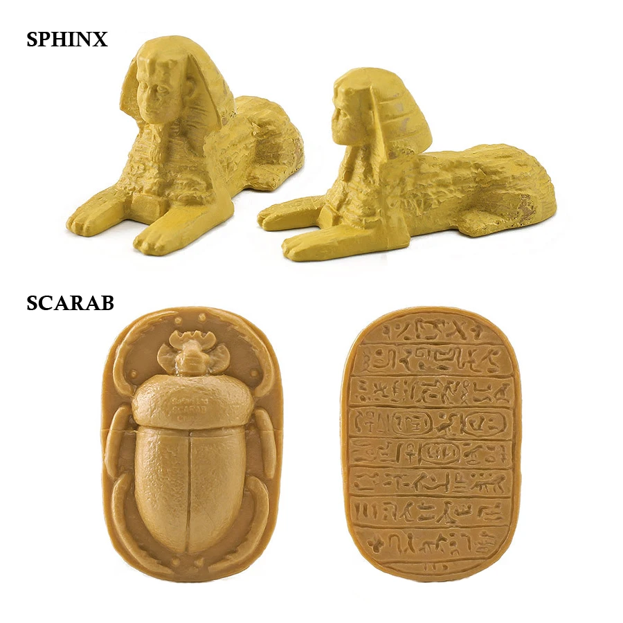 12 個古代エジプト置物人々ミニチュアフィギュアスフィンクス