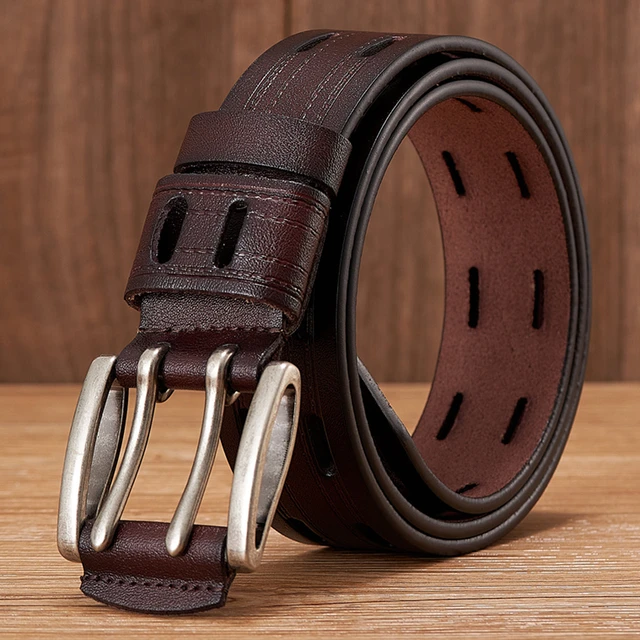 High Quality Genuine Leather Belts for Men Brand Strap Male Double Pin  Buckle Fancy Vintage Jeans Belt Cowboy Cintos - AliExpress