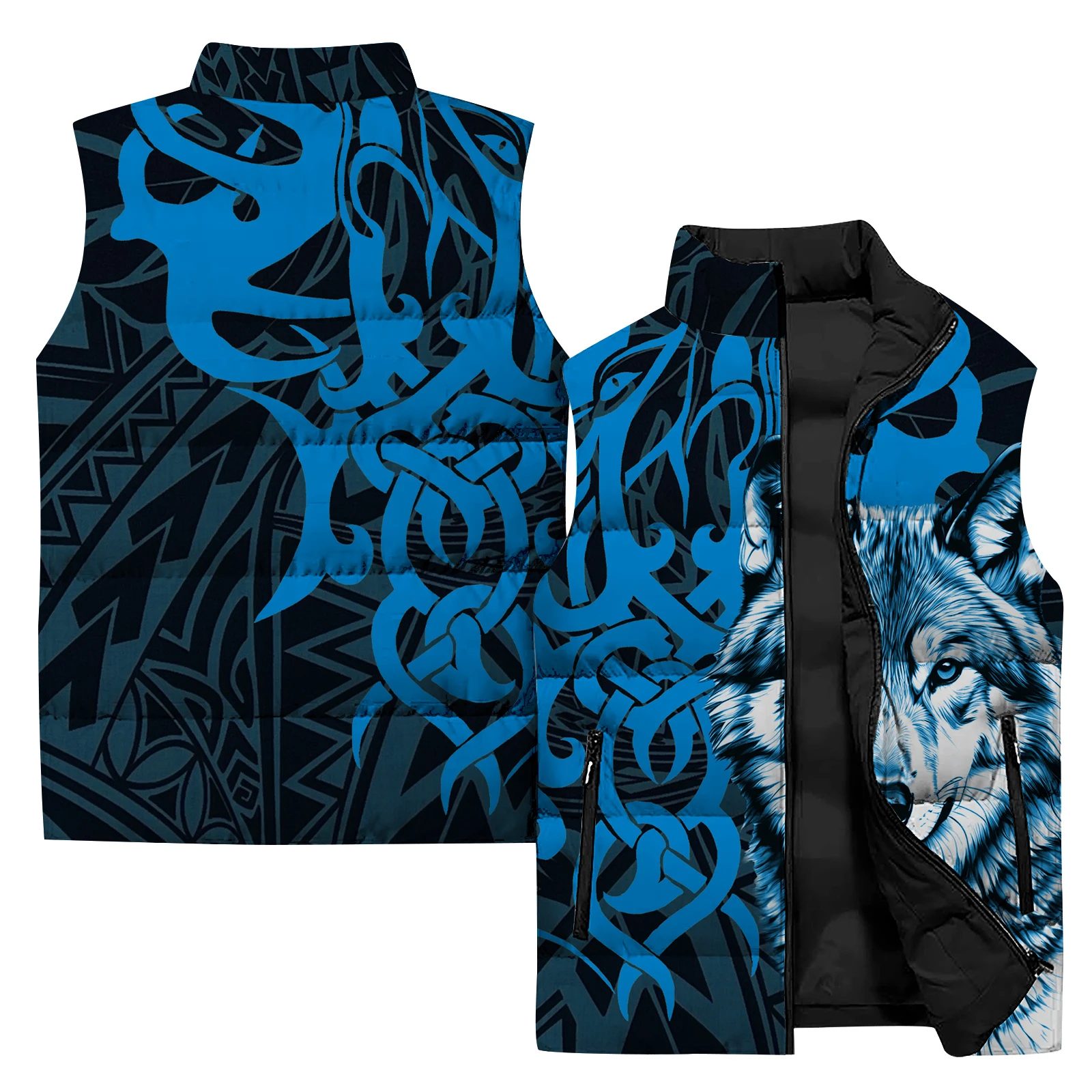 Chaleco de trabajo genial para hombres, chaleco sin mangas de moda para hombres, duradero, estampado 3D de lobo, cómodo, de alta calidad, chaquetas para hombre, chalecos, abrigos