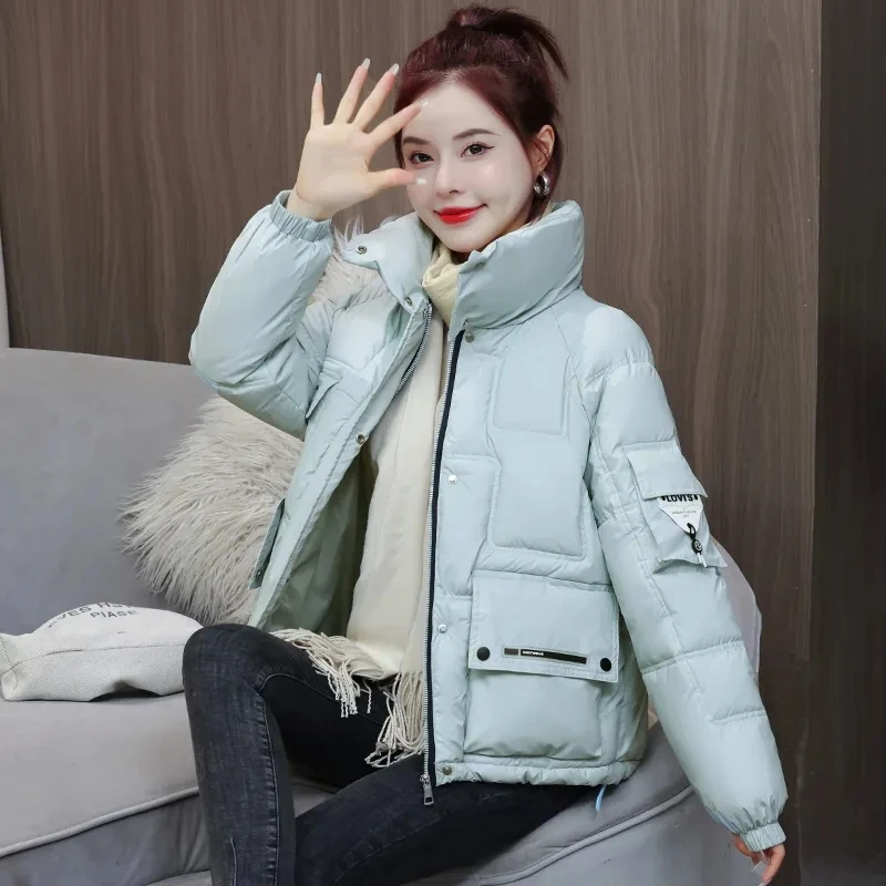 

Down Cotton Coat Women 2022 Winter New Korean Loose Student Bread Jacket Female Short Thick Stand Collar Windproof Warm Parkas